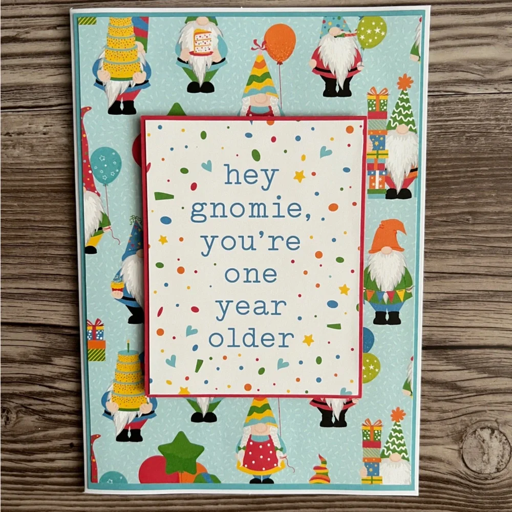 Handmade Gnome Birthday Greeting Cards Set of 4 5”x7” With Envelopes
